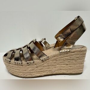 Tory Burch Gold Fisherman Espadrille Wedge
